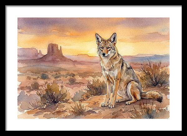 Coyote In The Desert Sunset
