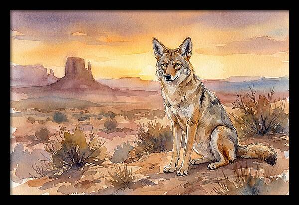 Coyote In The Desert Sunset