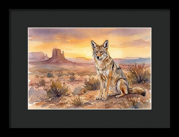 Coyote In The Desert Sunset