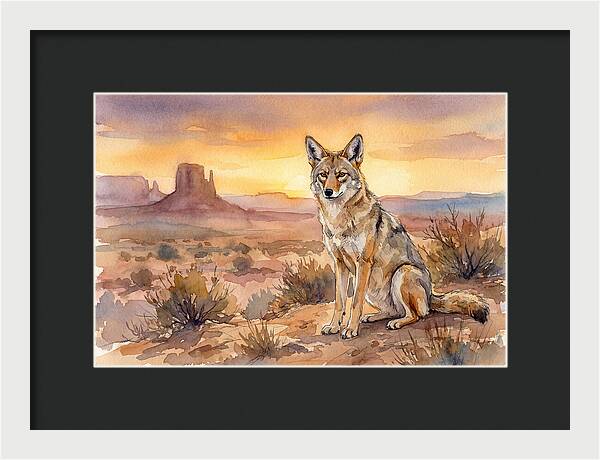 Coyote In The Desert Sunset