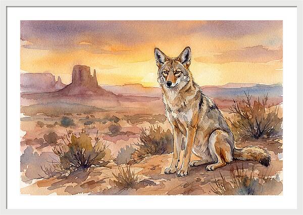 Coyote In The Desert Sunset