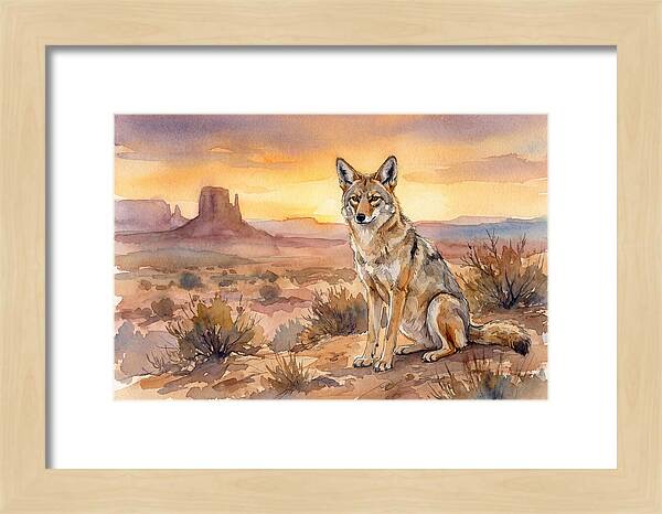 Coyote In The Desert Sunset