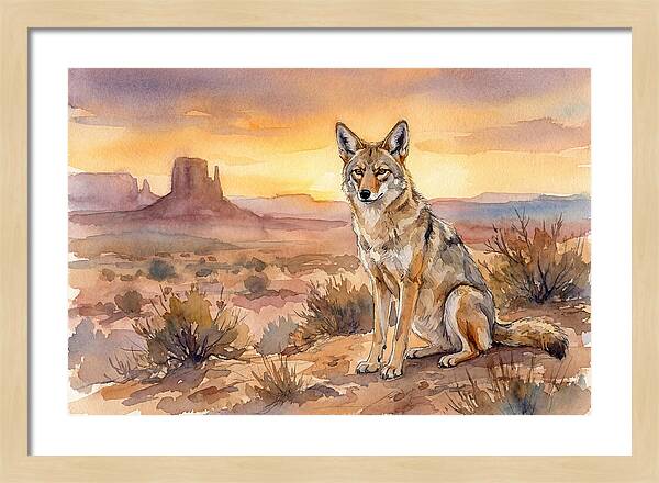 Coyote In The Desert Sunset