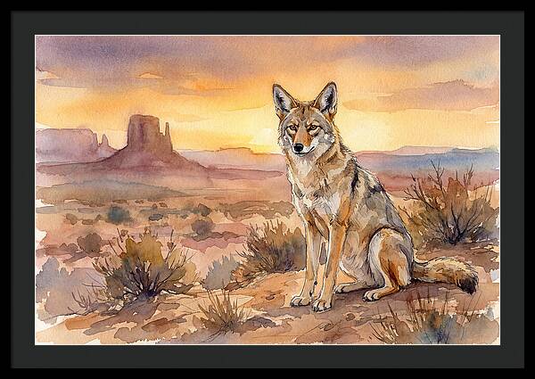 Coyote In The Desert Sunset