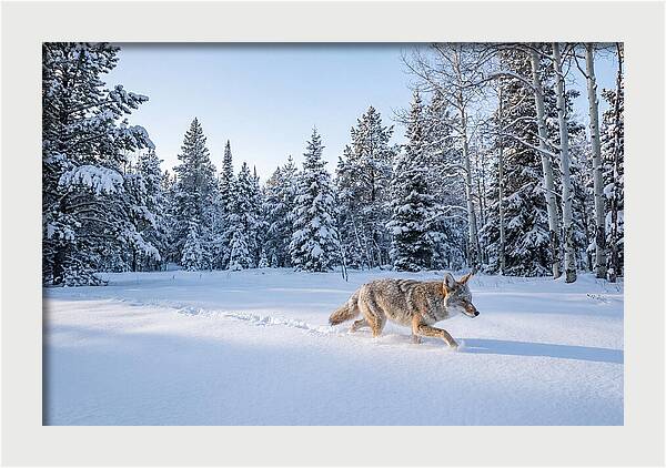 Coyote Walking Through Snow