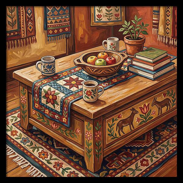 Cozy Folk Coffee Table Scene