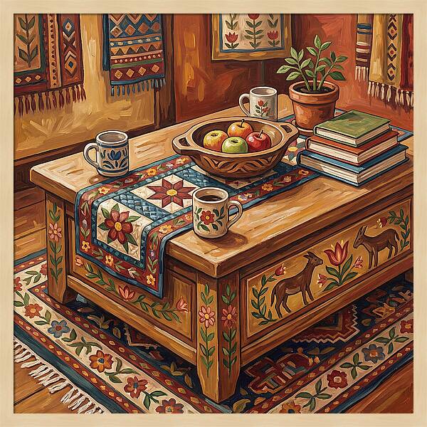 Cozy Folk Coffee Table Scene