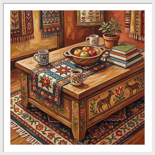 Cozy Folk Coffee Table Scene
