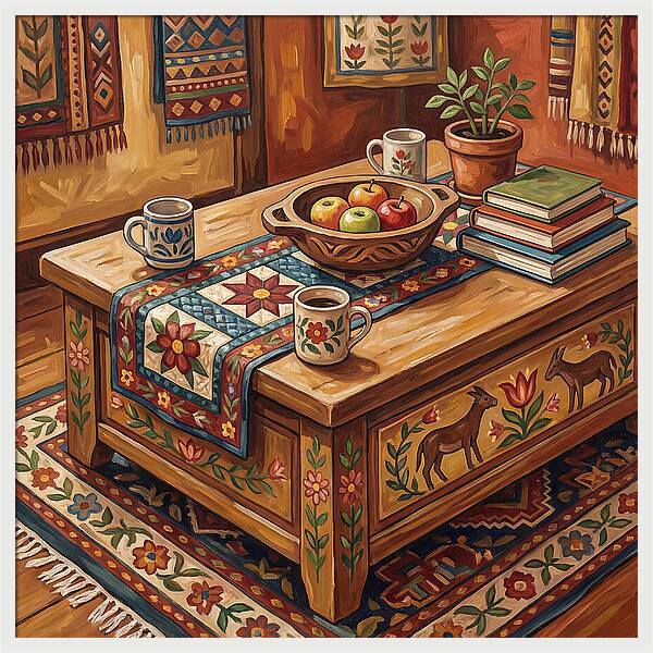 Cozy Folk Coffee Table Scene