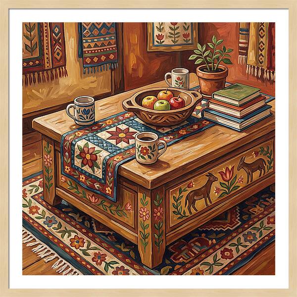 Cozy Folk Coffee Table Scene