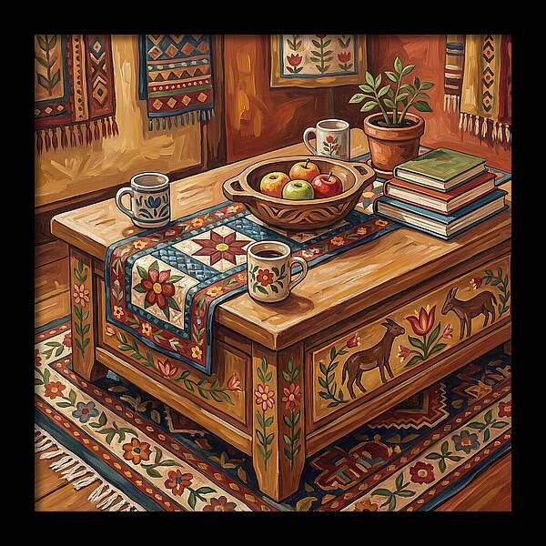 Cozy Folk Coffee Table Scene