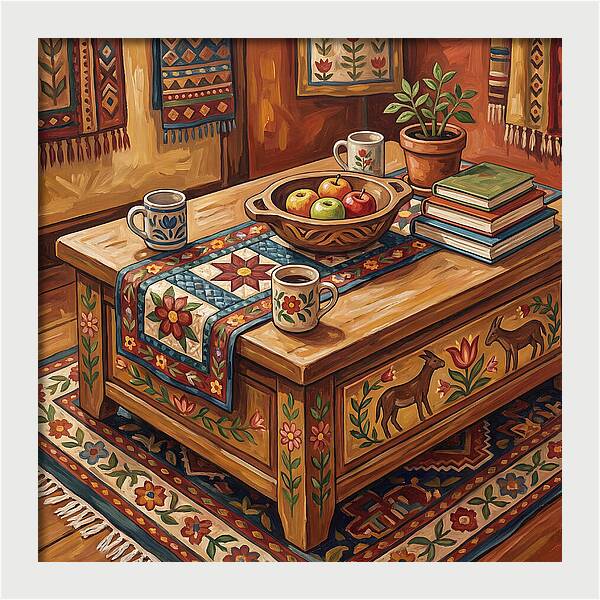 Cozy Folk Coffee Table Scene