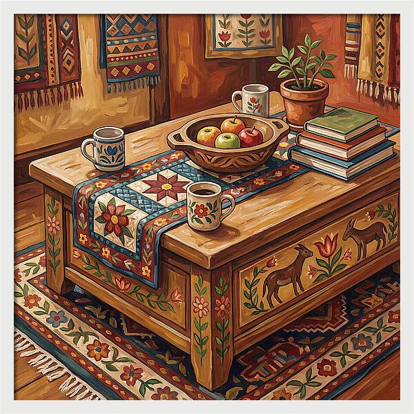 Cozy Folk Coffee Table Scene