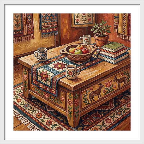 Cozy Folk Coffee Table Scene