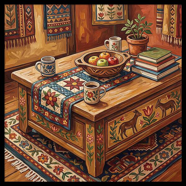 Cozy Folk Coffee Table Scene