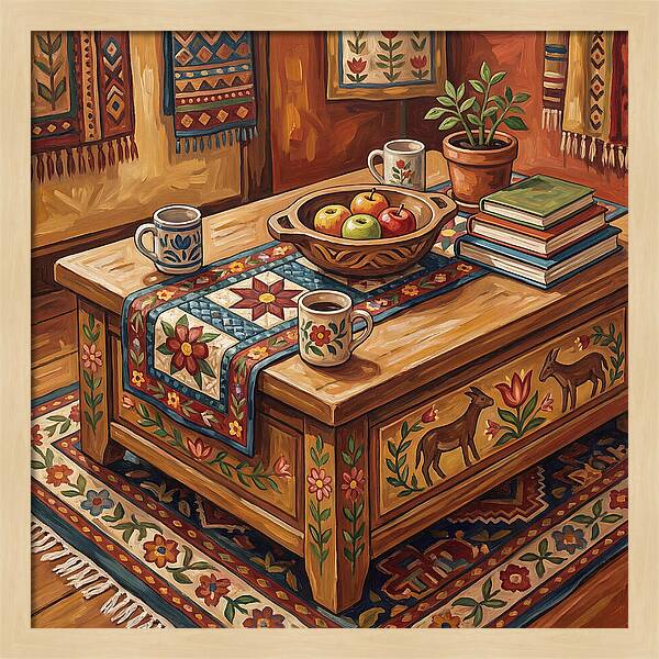Cozy Folk Coffee Table Scene