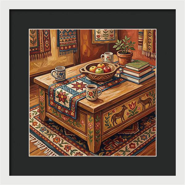Cozy Folk Coffee Table Scene