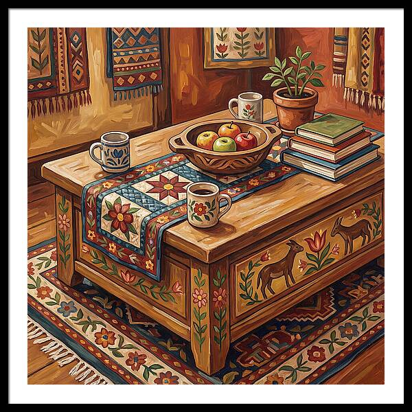 Cozy Folk Coffee Table Scene