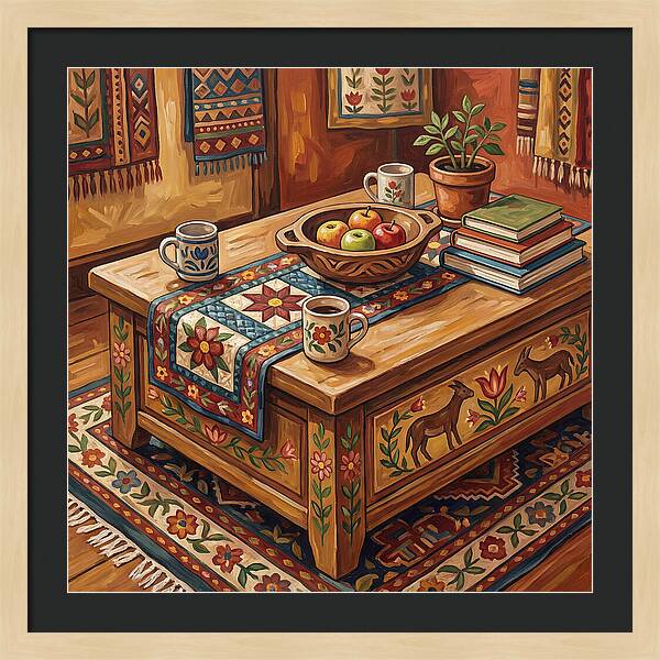 Cozy Folk Coffee Table Scene