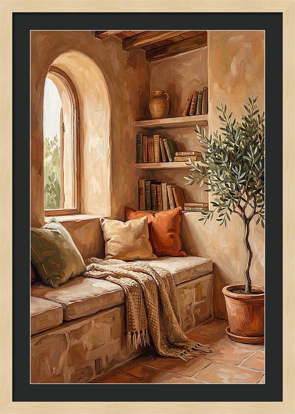 Cozy Mediterranean Reading Nook