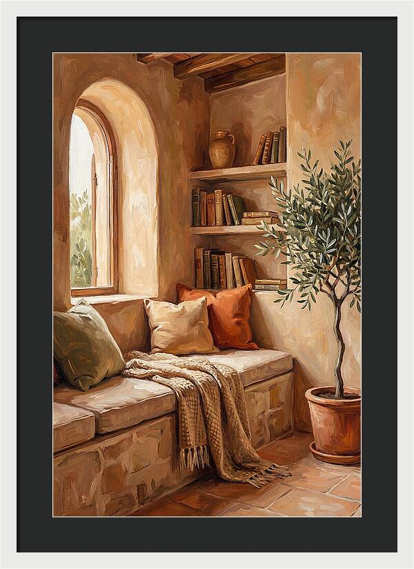 Cozy Mediterranean Reading Nook
