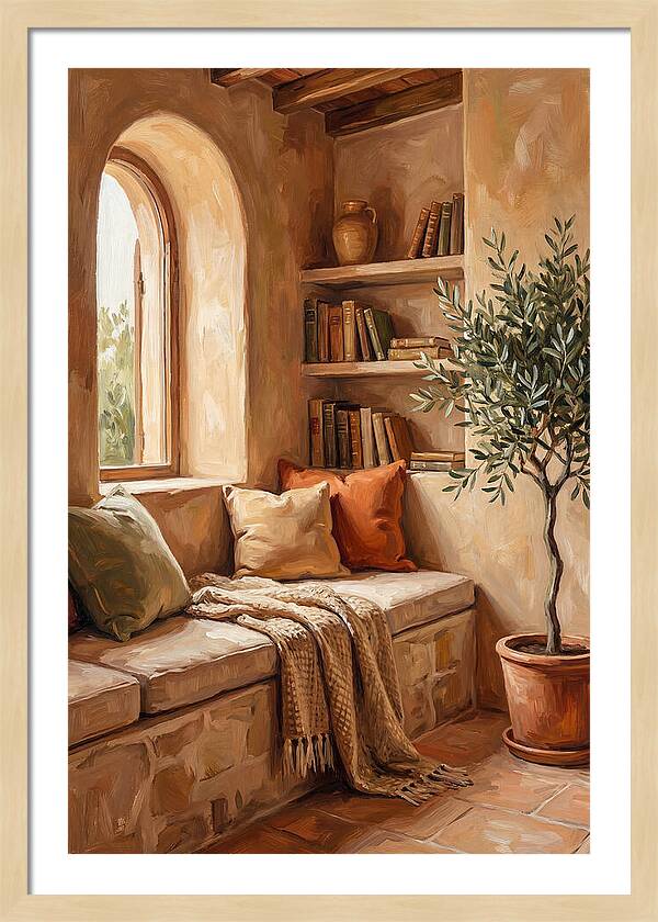 Cozy Mediterranean Reading Nook
