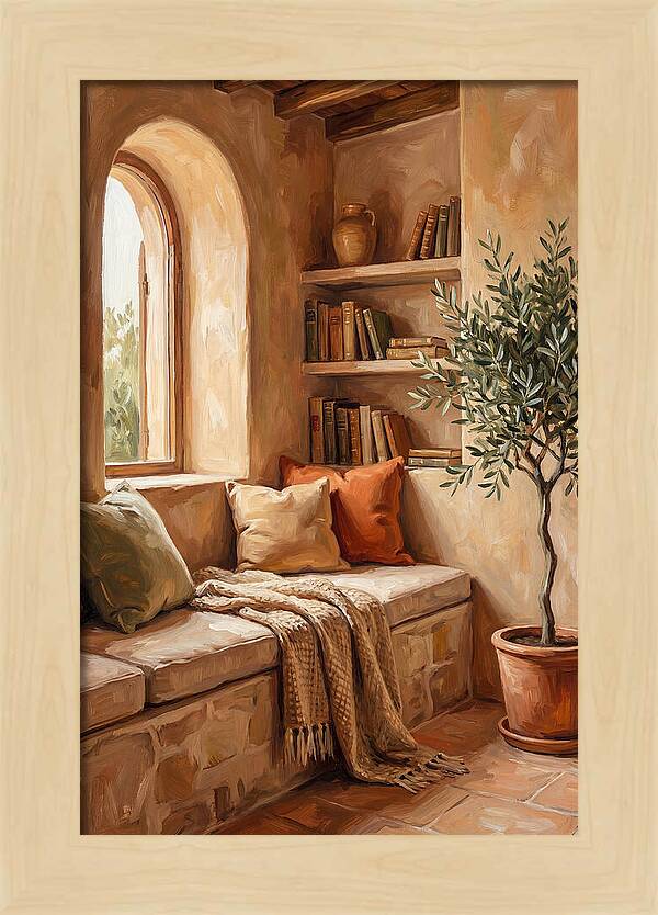 Cozy Mediterranean Reading Nook