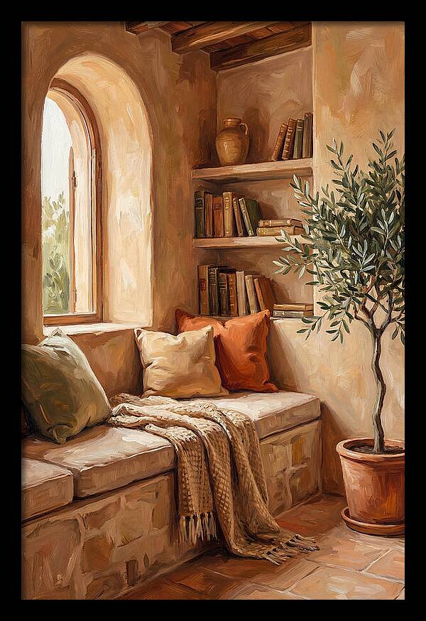 Cozy Mediterranean Reading Nook