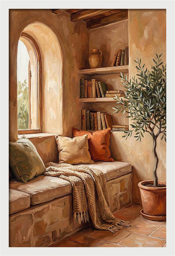 Cozy Mediterranean Reading Nook