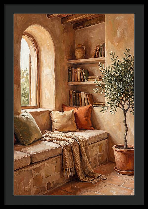 Cozy Mediterranean Reading Nook