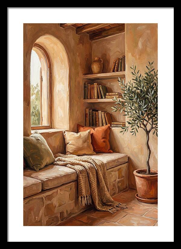 Cozy Mediterranean Reading Nook