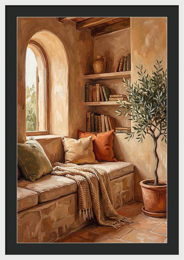 Cozy Mediterranean Reading Nook