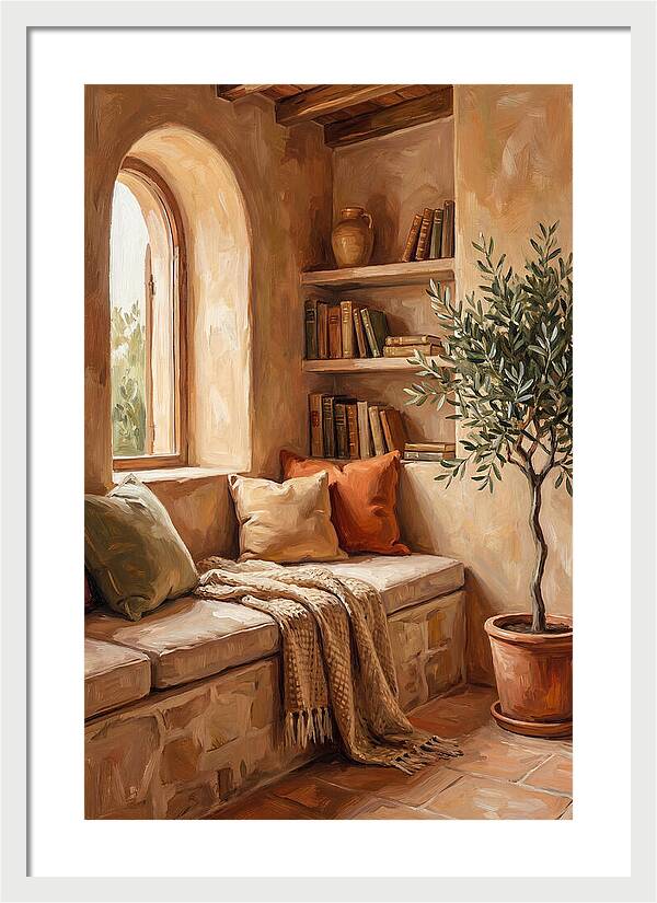 Cozy Mediterranean Reading Nook