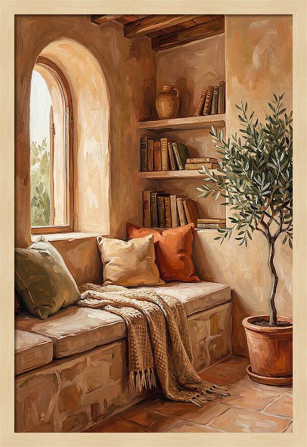 Cozy Mediterranean Reading Nook