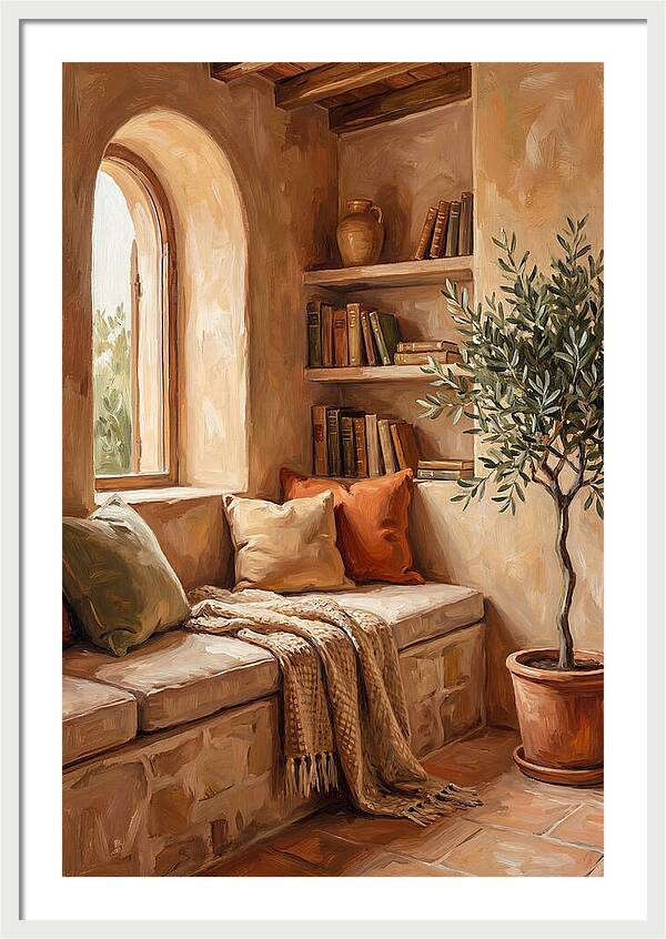 Cozy Mediterranean Reading Nook