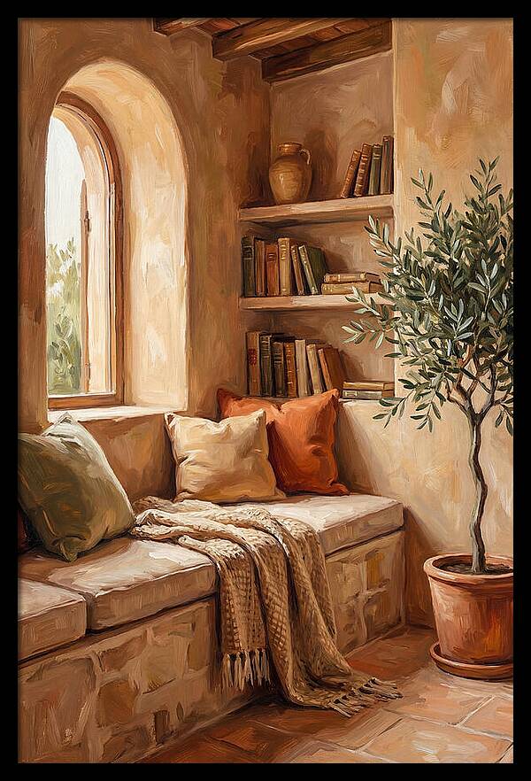 Cozy Mediterranean Reading Nook