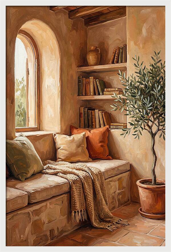 Cozy Mediterranean Reading Nook