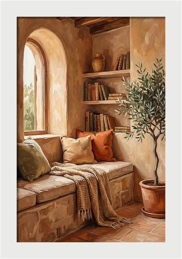 Cozy Mediterranean Reading Nook
