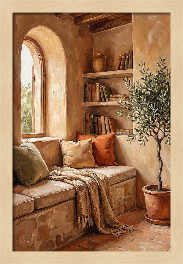 Cozy Mediterranean Reading Nook