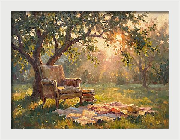 Cozy Reading Nook Under Trees