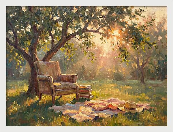 Cozy Reading Nook Under Trees