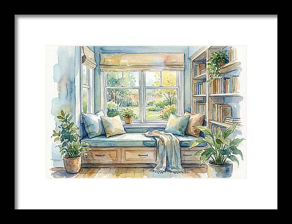 Cozy Reading Nook Watercolor