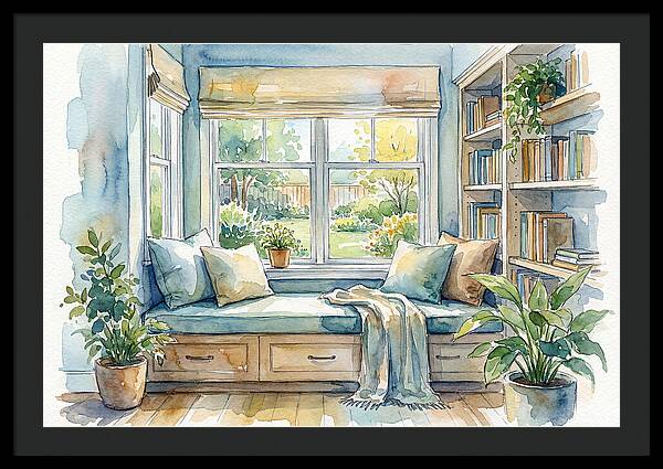 Cozy Reading Nook Watercolor