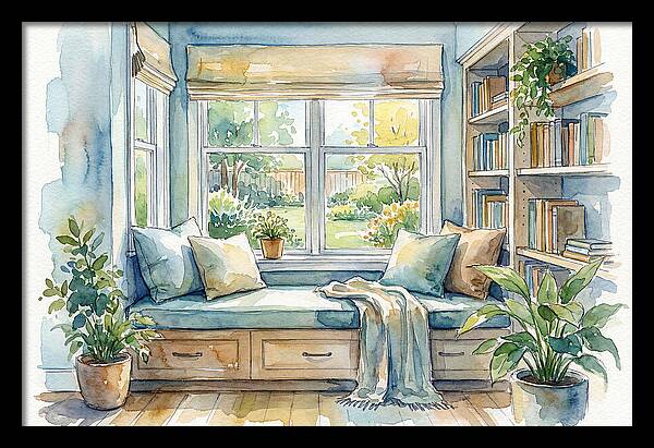 Cozy Reading Nook Watercolor