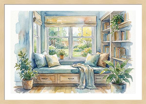 Cozy Reading Nook Watercolor