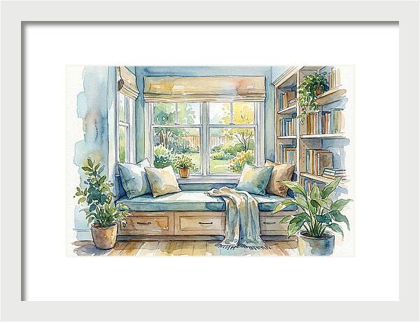 Cozy Reading Nook Watercolor