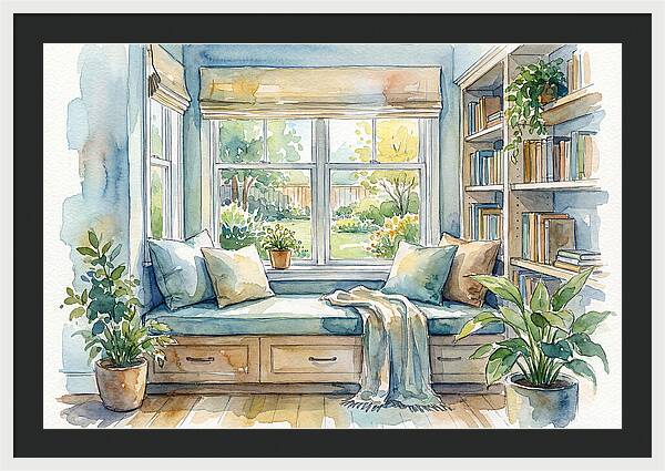 Cozy Reading Nook Watercolor