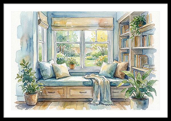 Cozy Reading Nook Watercolor