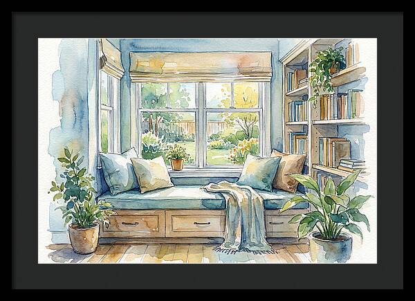Cozy Reading Nook Watercolor