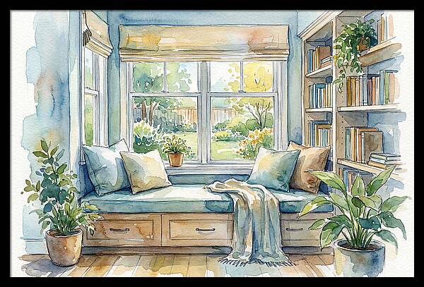 Cozy Reading Nook Watercolor